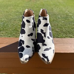 Cow Print Ankle Boots for Women